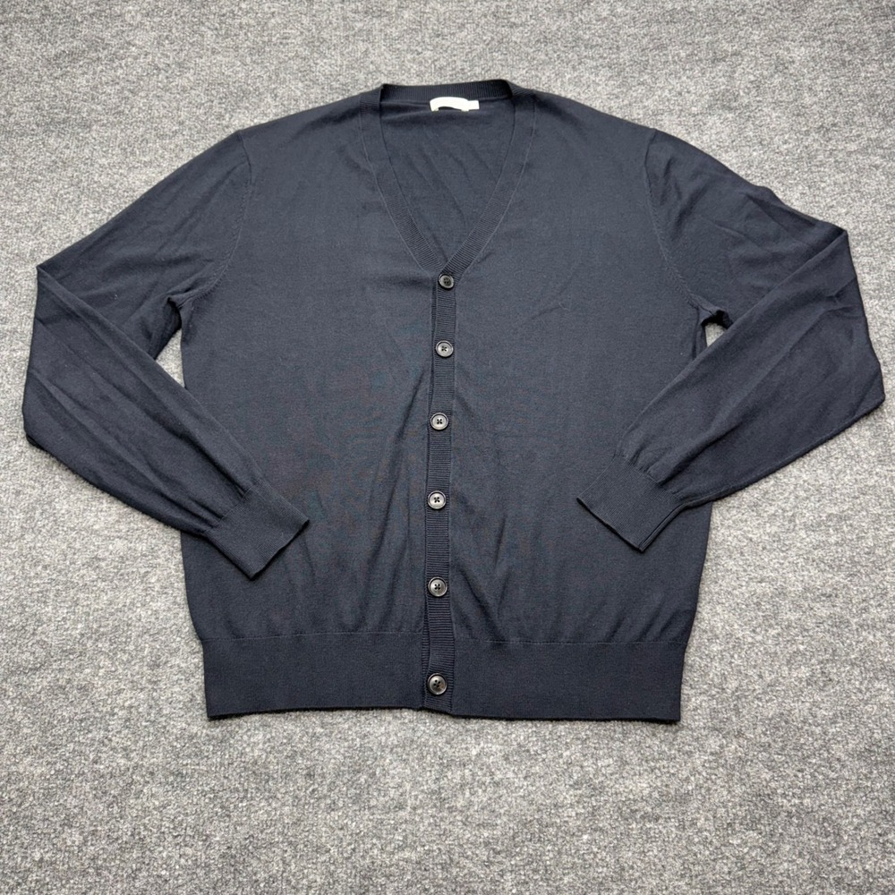 Suitsupply Mens Navy Blue Silk Wool Cashmere V-Neck Cardigan Sweater Size L